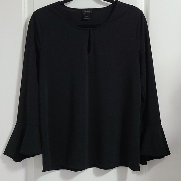 ANN TAYLOR Black Flowy Top - Picture 2 of 6